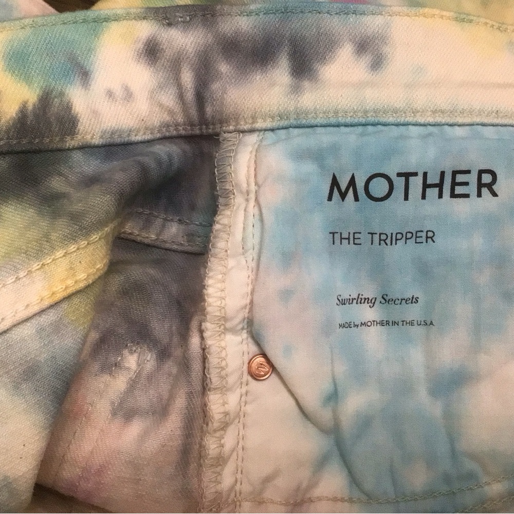 MOTHER The Tripper Button Fly Tie-Dye 5 Pocket Cropped Jeans Size 28 NWOT - Picture 10 of 12